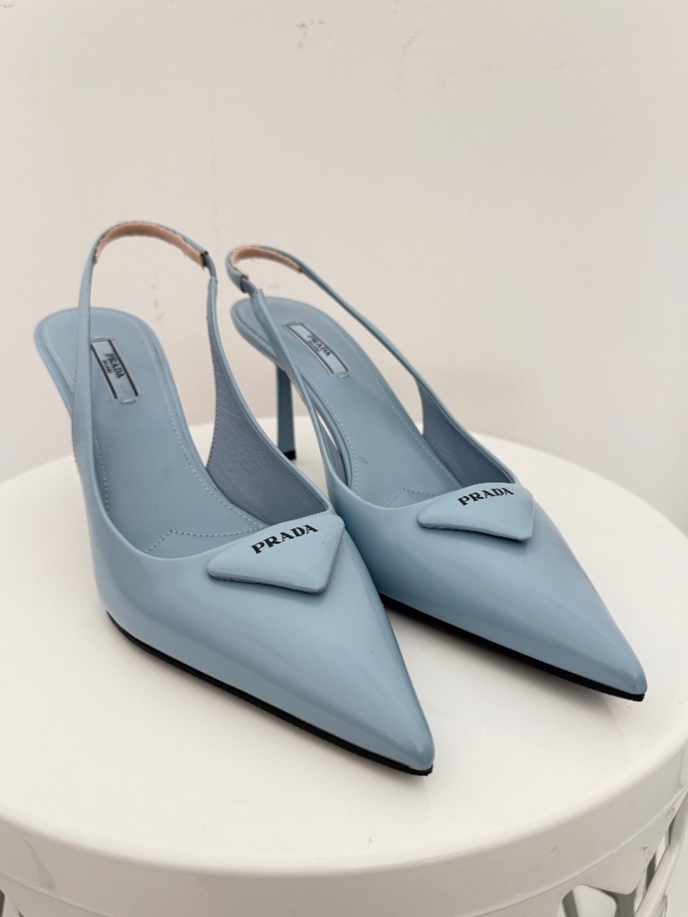 Prada Light Blue Modellerie Pointed Toe Slingback Pump Shoes - Picture 2 of 7